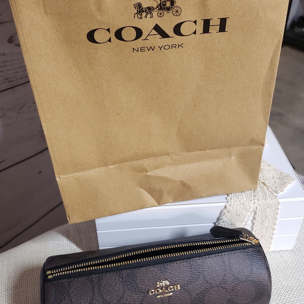 Coach Leather cosmetic or storage bag